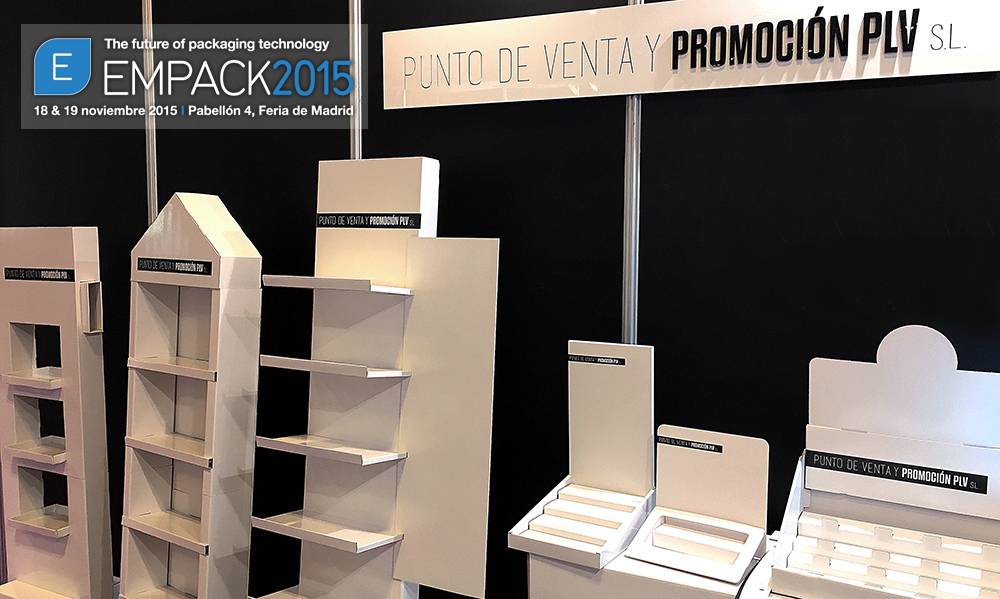 Stands de cartón verticales para la feria de exposición Empack2015