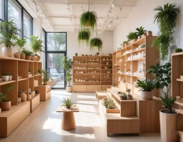 Decoración de tienda con cartón